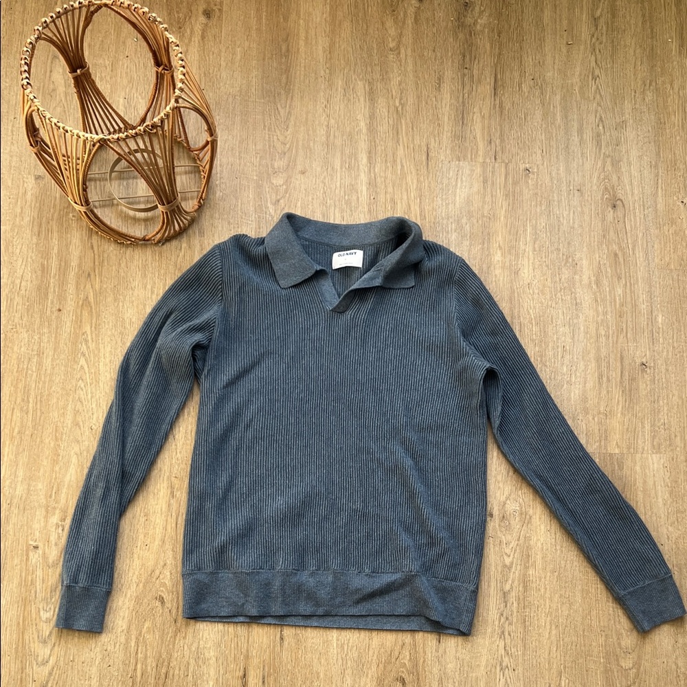 Old Navy Heather Blue Collared Sweater